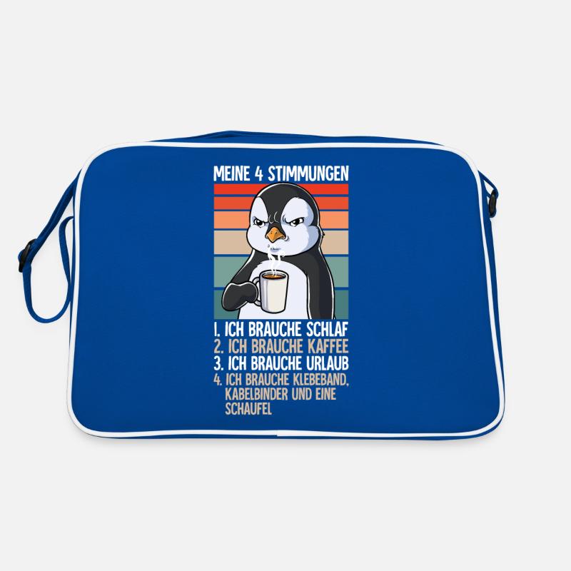 Meine 4 Stimmungen Kaffee Pinguin Retro Tasche