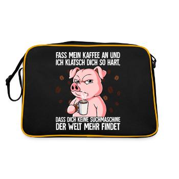 Fass mein Kaffee an und ich klatsch dich Kaffee - Retro Tasche - Schwarz/Gold - Hinten