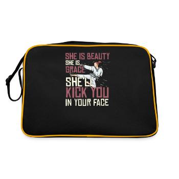 She Is Beauty She Is Grace She Will Kick You In - Retro Bag - black/gold - Back
