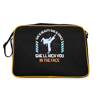She Is Beauty She Is Grace She Will Kick You In - Retro Bag - black/gold - Back