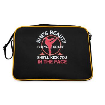 She Is Beauty She Is Grace She Will Kick You In - Retro Bag - black/gold - Back