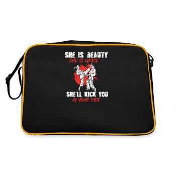 She Is Beauty She Is Grace She Will Kick You In - Retro Bag - black/gold - Back