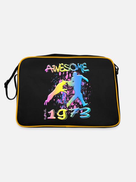 Awesome since 1973. Agility, Hundetraining - Retro Tasche - Schwarz/Gold - Hinten