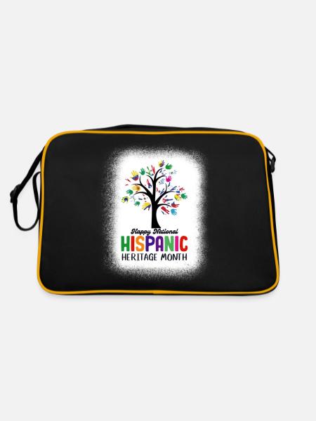 Happy National Hispanic Heritage Month Tree Roots - Retro Tasche - Schwarz/Gold - Hinten