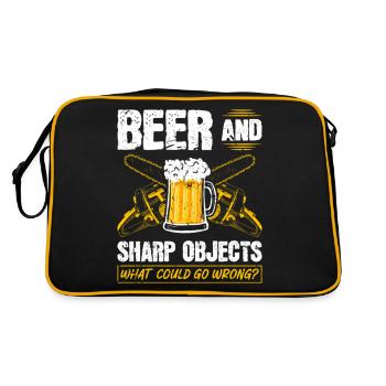 Beer Sharp Objects What Could Go Wrong Chainsaw - Retro Tasche - Schwarz/Gold - Hinten