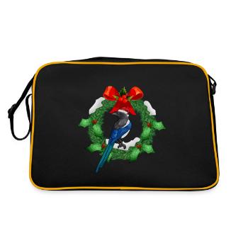 Perfect Funny Cute Magpie Bird Design - Retro Bag - black/gold - Back