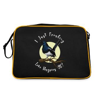 I just fucking love magpies. - Retro Bag - black/gold - Back