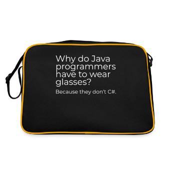 Why do Java programmers have to wear glasses? - Retro Tasche - Schwarz/Gold - Hinten