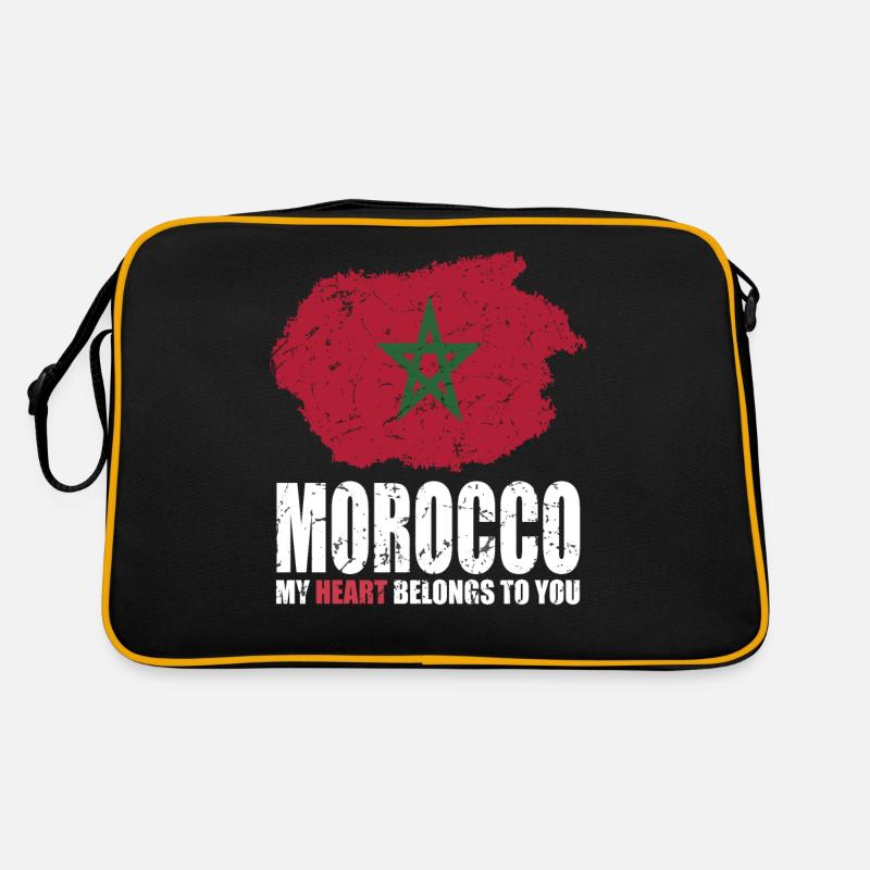 Marokko Fahne - Retro Tasche - Schwarz/Gold