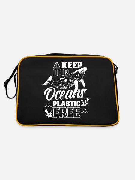 Keep our oceans plastic-free sea - Retro Bag - black/gold - Back