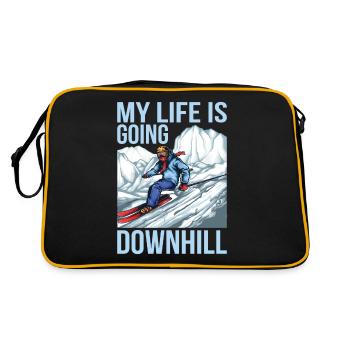 Ski My Life Is Going Downhill Snow Skiing - Retro Bag - black/gold - Back
