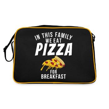 Snack Pizzalove Pizza Lover Geschenk - Retro Tasche - Schwarz/Gold - Hinten