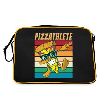 Snack Pizzalove Pizza Lover Geschenk - Retro Tasche - Schwarz/Gold - Hinten