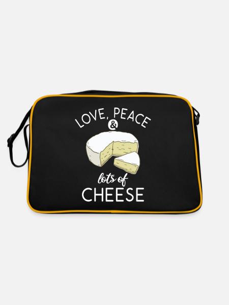 Snack Käse Liebhaber Käse Geschenk - Retro Tasche - Schwarz/Gold - Hinten