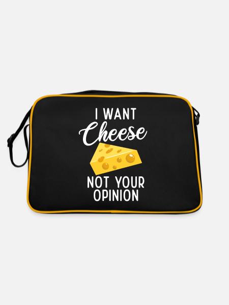 Snack Käse Liebhaber Käse Geschenk - Retro Tasche - Schwarz/Gold - Hinten