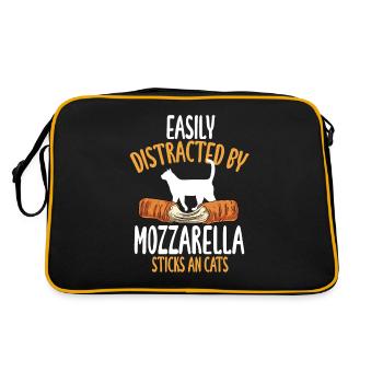 Facilement distrait par les bâtonnets de mozzarella et le chat - Sac Retro - noir/or - Dos