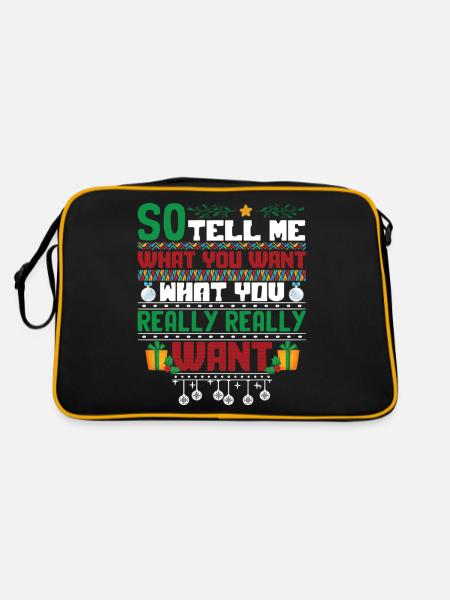 Christmas So Tell Me What You Really Really Want - Retro Tasche - Schwarz/Gold - Hinten