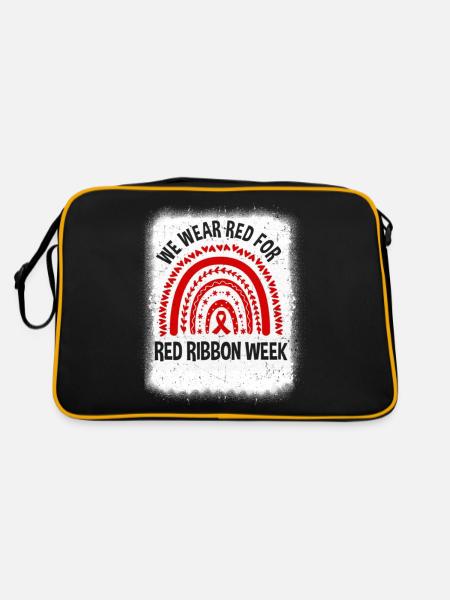 Red Ribbon Week We Wear Red Ribbon Week Awareness - Retro Tasche - Schwarz/Gold - Hinten