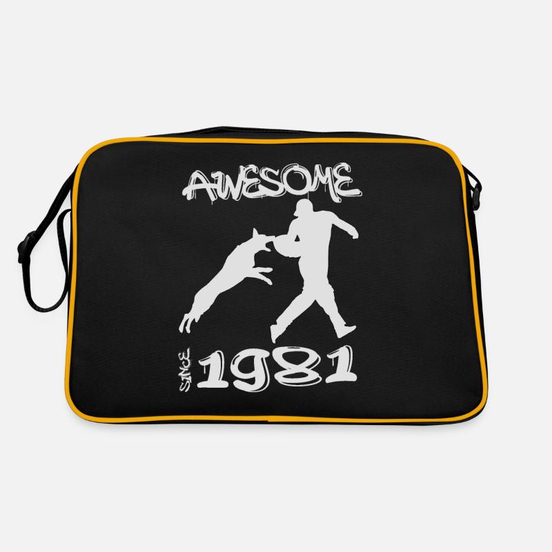 Awesome since 1981. Agility, Hundetraining - Retro Tasche - Schwarz/Gold