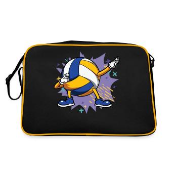 Kinder Dabbing Volleyball Spieler Beachvolleyball - Retro Tasche - Schwarz/Gold - Hinten
