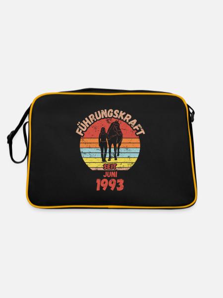 Führungskraft Reiten Geburtstag Juni 1993 - Retro Tasche - Schwarz/Gold - Hinten