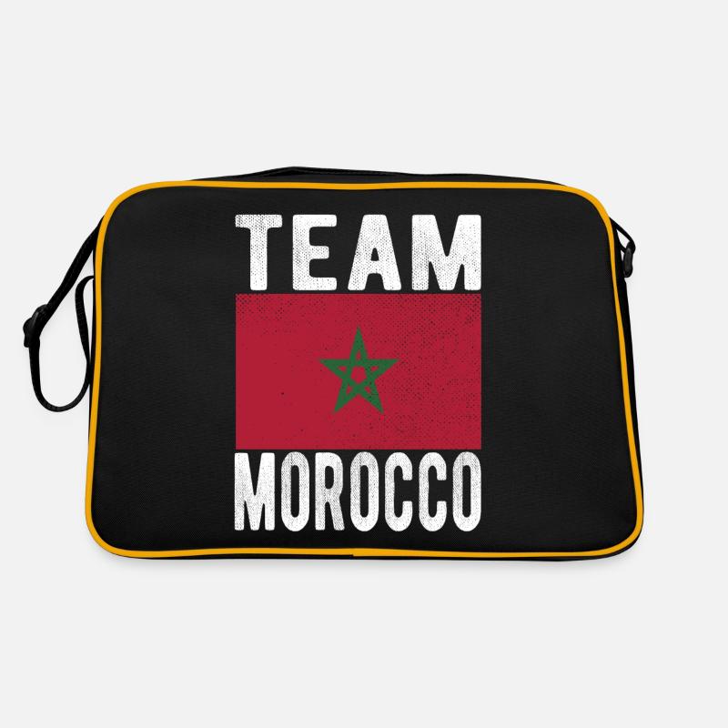 Marokko Fahne - Retro Tasche - Schwarz/Gold