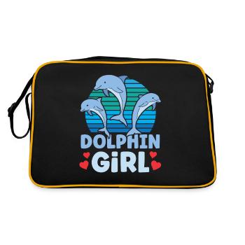 Dolphin Girl Dolphins Dolphins Dolphin Lovers - Retro Bag - black/gold - Back