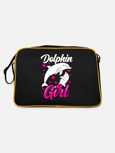 Dolphin Girl Lover Dolphins Dolphins Dolphin - Retro Bag - black/gold - Back
