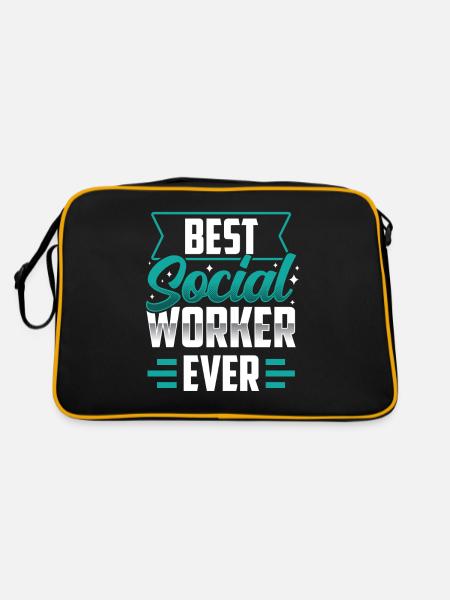 Bester Sozialarbeiter Aller Zeiten Sozialarbeit - Retro Tasche - Schwarz/Gold - Hinten