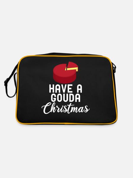 Snack Cheese Lover Cheese Gift - Retro Bag - black/gold - Back