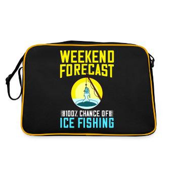 Eisfischen Fischer Eislöcher Eisbohrer Eis Fischen - Retro Tasche - Schwarz/Gold - Hinten