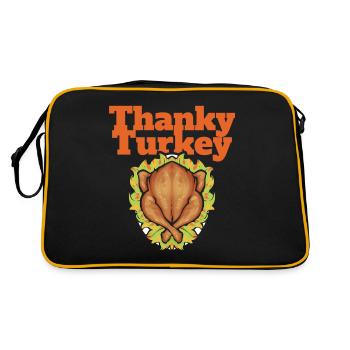 Thanky Turkey Roasted Turkey On Plate Thanksgiving - Retro Tasche - Schwarz/Gold - Hinten