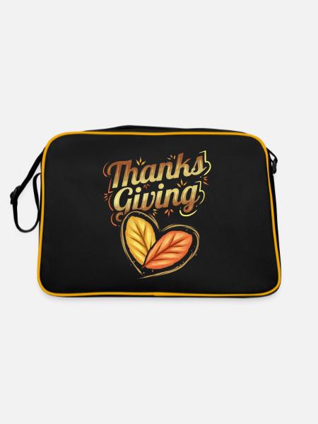 Merci Giving Logo Feuilles brunes Automne - Sac Retro - noir/or - Dos