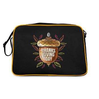Autumn Acorn Thanks Giving Day Thanksgiving - Retro Tasche - Schwarz/Gold - Hinten