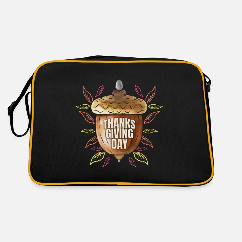 Gland d’automne Merci Jour de Thanksgiving - Sac Retro - noir/or