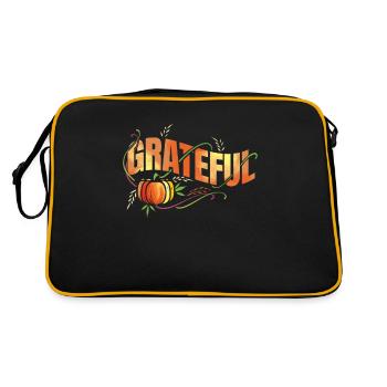 Pumpkin Wheat Ear Grateful Thanksgiving - Retro Tasche - Schwarz/Gold - Hinten