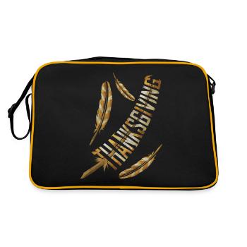 Big Brown Turkey Feathers Thanksgiving - Retro Tasche - Schwarz/Gold - Hinten