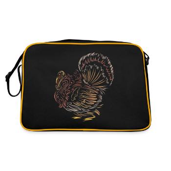 Scratched Lines Stylized Turkey Thanksgiving - Retro Tasche - Schwarz/Gold - Hinten