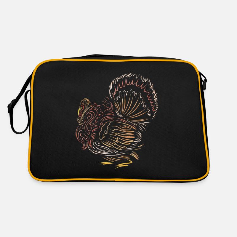 Scratched Lines Stylized Turkey Thanksgiving Retro Tasche
