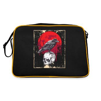 Gothic Skull-Red Moon-Black Crow - Retro Bag - black/gold - Back