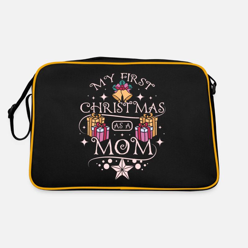First christmas as a mom - Retro Tasche - Schwarz/Gold