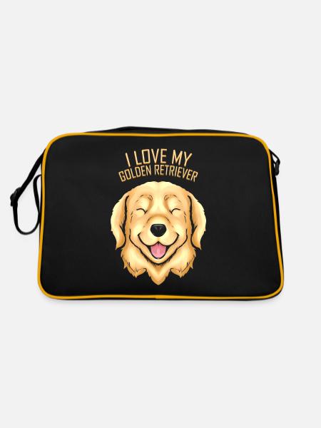 Dog Lover - I Love My Golden Retriever - Retro Tasche - Schwarz/Gold - Hinten