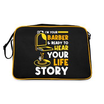 Bereit Ihre Lebensgeschichte Zu Hören Barber Beruf - Retro Tasche - Schwarz/Gold - Hinten