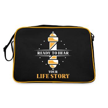 Bereit Ihre Lebensgeschichte Zu Hören Barber Beruf - Retro Tasche - Schwarz/Gold - Hinten