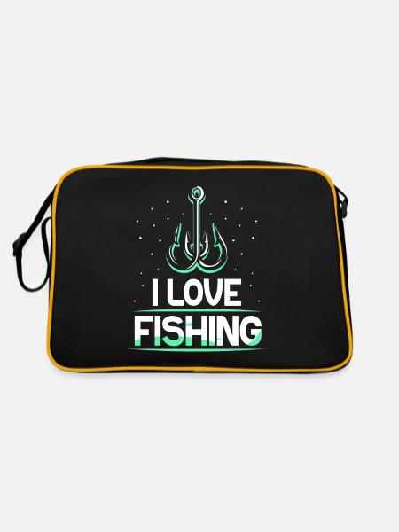 I Love Fishing Anglers Fishermen Fishing Fishing - Retro Bag - black/gold - Back