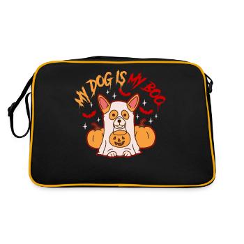 My Dog Is My Boo Geist Geschenk - Retro Tasche - Schwarz/Gold - Hinten