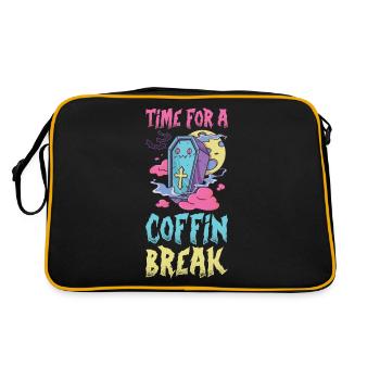 Time For A Coffin Break Vampir Geschenk - Retro Tasche - Schwarz/Gold - Hinten