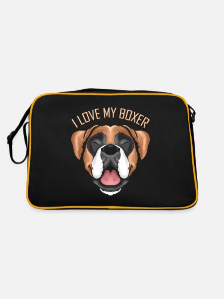 Dog Lover - I Love My Boxer - Retro Tasche - Schwarz/Gold - Hinten