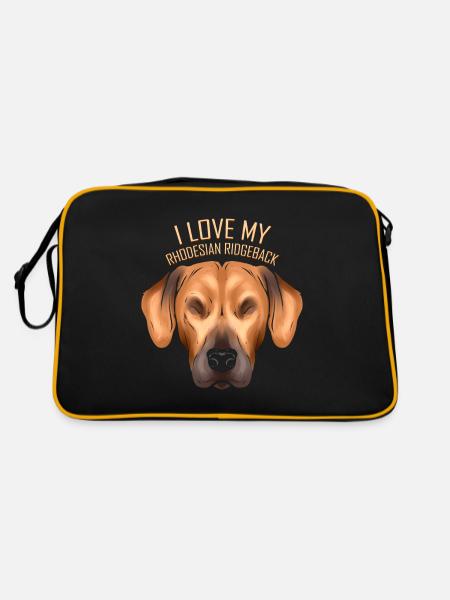 Dog Lover - I Love My Rhodesian Ridgeback - Retro Tasche - Schwarz/Gold - Hinten