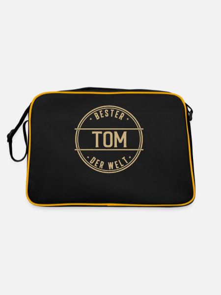 Bester Tom Der Welt Lustiges Männer Namen - Retro Tasche - Schwarz/Gold - Hinten